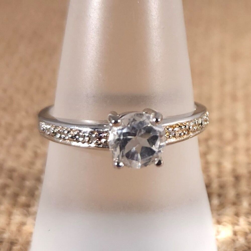 White Topaz Ring in Sterling Silver Size 7.75